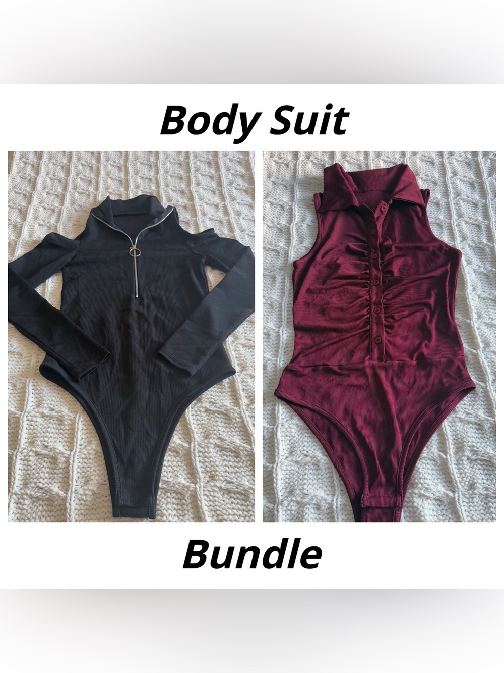 One-Piece Bodysuit Bundle - Black & Burgundy